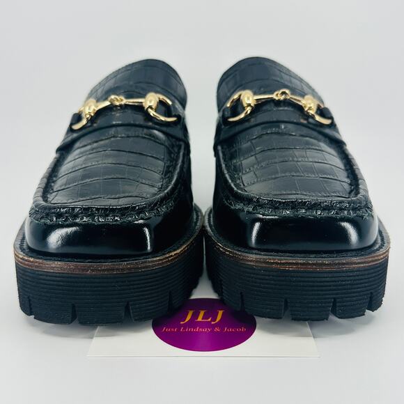 Intentionally Blank Women's HK-2 Croc Embossed Horsebit Lug Sole Loafers Size 9 - Picture 2 of 11